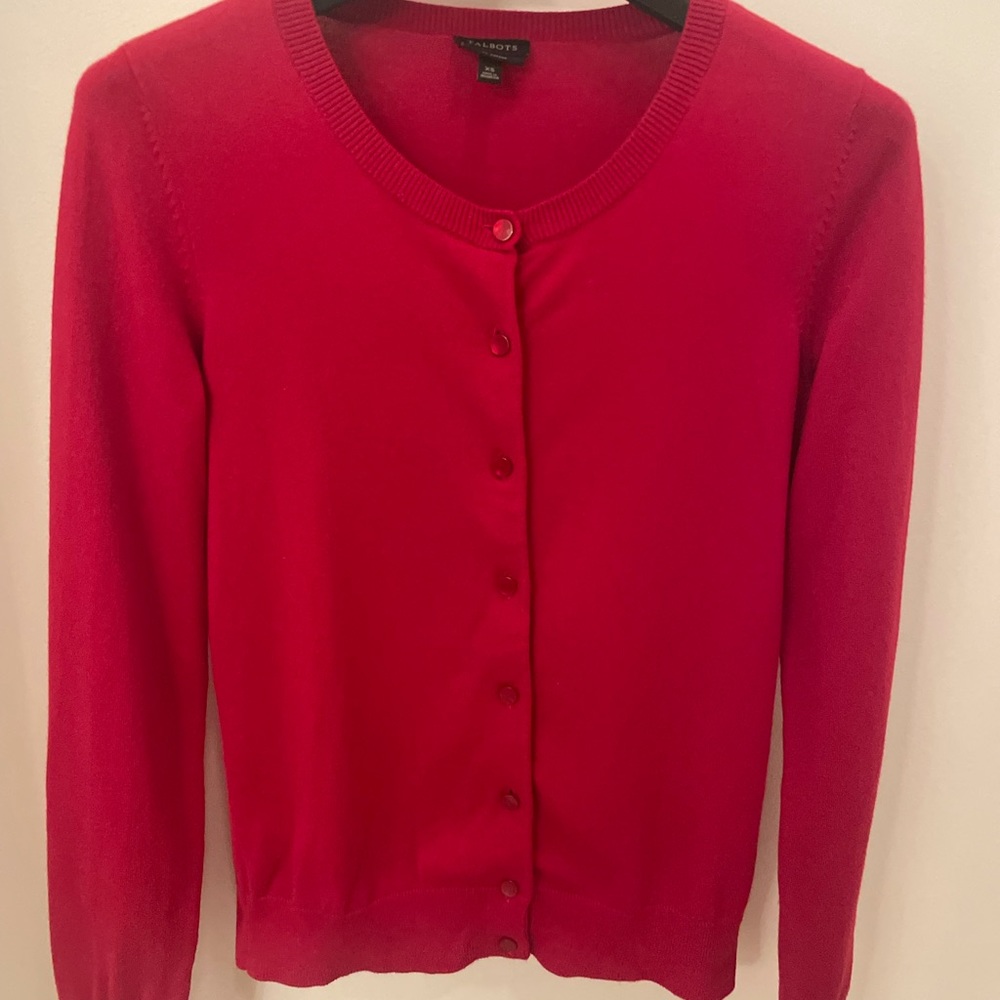 Talbots Red Pima Cotton Cardigan XS